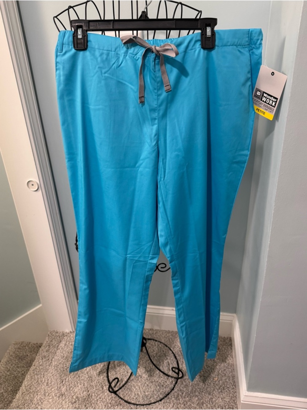 New Wonderwink Wonderwork Light Turquoise Women Scrub Pants Large Petite LP